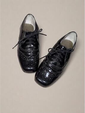 Rose Emmerson Black Patent Oxford Heels | Wingtip Lace-Up Shoes | Women’s 8N